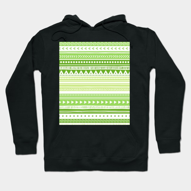 Lime green and white tribal pattern Hoodie by dreamingmind